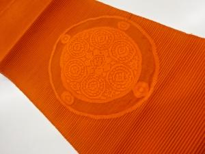 絽綴れ丸に抽象花々模様織出し名古屋帯